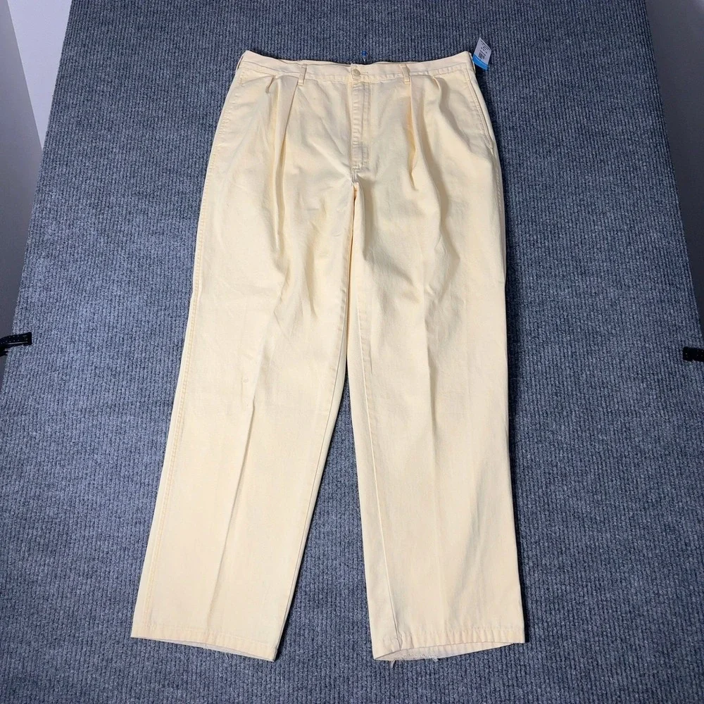 Vintage Polo Ralph Lauren Chino Pants Mens 38 Yellow Pleated Front Cotton‎